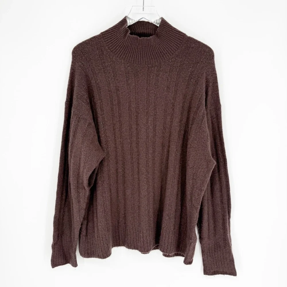 J.Crew Ribbed Mockneck Sweater‎ in Supersoft Yarn 2X Brown